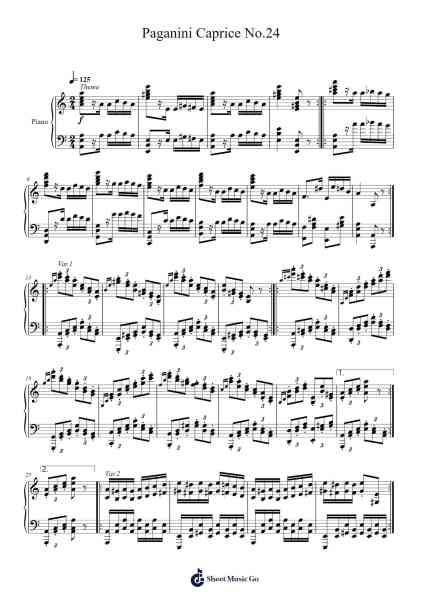 Caprice No. 24 in A Minor Sheet Music by Niccolò Paganini-Arr.Wrightthodore Wolfgai