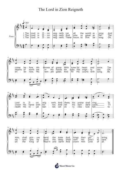 The Lord in Zion Reigneth Sheet Music by Hart Pease Danks-Arr.Debnoel Croftfrank