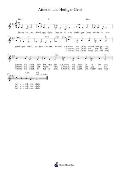 Atme in uns, Heiliger Geist Sheet Music by Katholische Musik-Arr.Saske