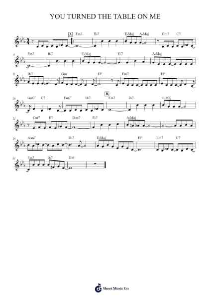 YOU TURNED THE TABLE ON ME Sheet Music by Louis Alter-Arr.Turdrea