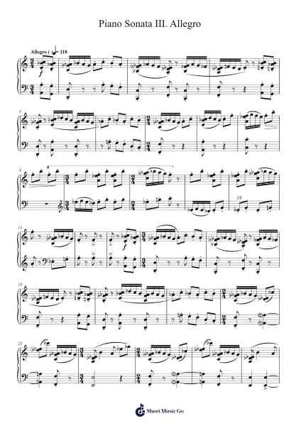 Piano Sonata III. Allegro Sheet Music by undefined-Arr.Milesbloor