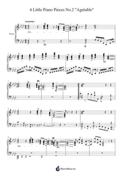 4 Little Piano Pieces No.2 "Agréable" Sheet Music by Halil Eren Güngör-Arr.Malclaude