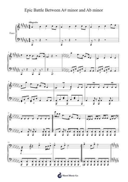 Epic Battle Between A# minor and Ab minor Sheet Music by Doddnett Curyy-Arr.Trutor Hubno