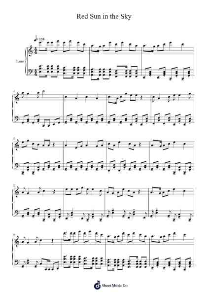 Red Sun in the Sky Sheet Music by Tu Honggang-Arr.Bushver