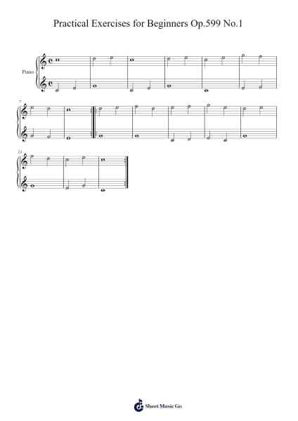 Practical Exercises for Beginners Op. 599 No. 1 Sheet Music by Carl Czerny-Arr.Davexy Tykins