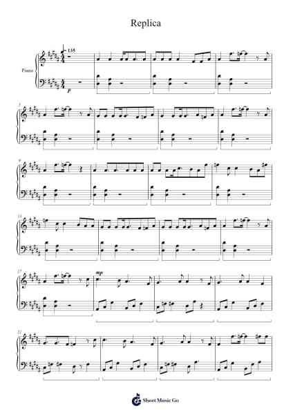 Replica Sheet Music by 凛として時雨-Arr.Dougnick Steinmeo