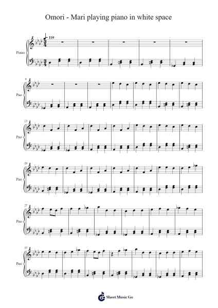 Omori - Mari playing piano in white space Sheet Music by -Arr.Thoclare