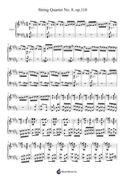 String Quartet No. 8 in C Minor, Op. 110 Sheet Music by Dmitri Shostakovich-Arr.Browntis