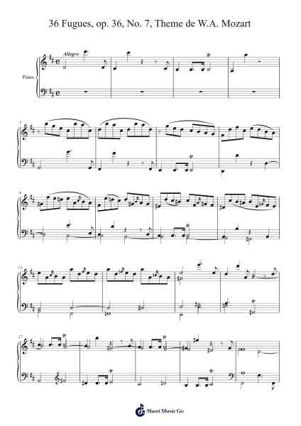 36 Fugues, Op. 36, No. 7, "Theme de W.A. Mozart" Sheet Music by Anton Reicha-Arr.Alac Floleigh