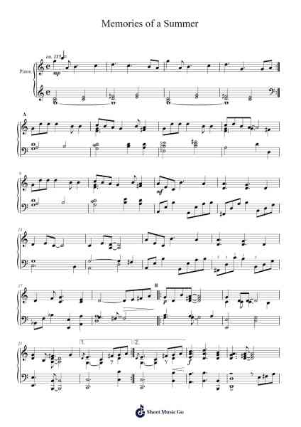 Memories of a Summer Sheet Music by Stefan Diehl-Arr.Vogtyves