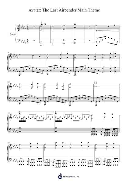 Avatar: The Last Airbender - Main Theme Sheet Music by Jeremy Zuckerman-Arr.Woodthorne Rylee