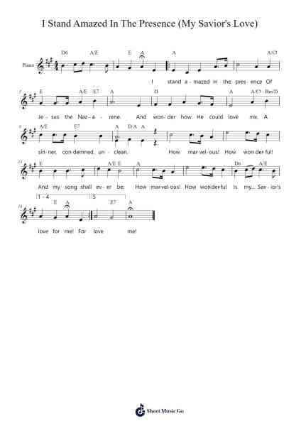 I Stand Amazed In The Presence (My Savior's Love) Sheet Music by Charles H. Gabriel-Arr.Jactram Matphael