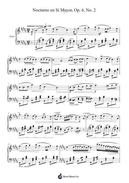 Nocturne in B Major, Op. 6, No. 2 Sheet Music by Frankey Lorenzo Almonte-Arr.Webbjohn Zafy