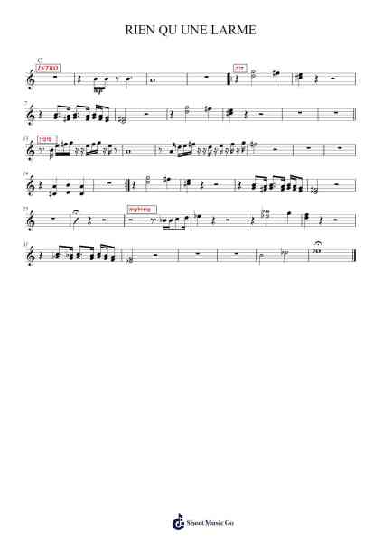 RIEN QU UNE LARME Sheet Music by Lescott Birthur-Arr.Kingsmiah Burnekyle