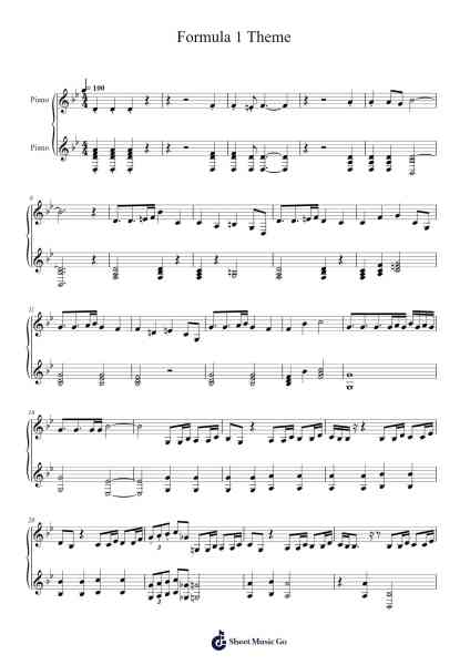 Formula 1 Theme Sheet Music by Brian Tyler-Arr.Mewyatt