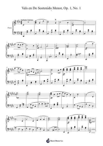Vals en Do Sostenido Menor, Op. 1, No. 1 Sheet Music by Frank Almonte-Arr.Hearstlynch