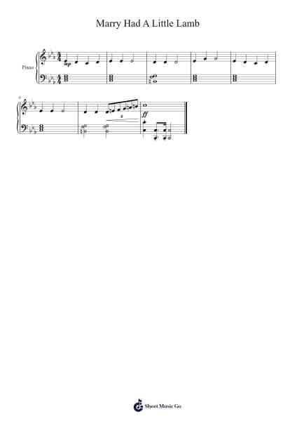 Mary Had a Little Lamb in C Major Ноты для фортепиано от Stevie Ray Vaughan-Arr.Yesea