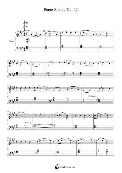 Piano Sonata No. 15 Sheet Music by S. M. Kudlo-Arr.Brewsberg