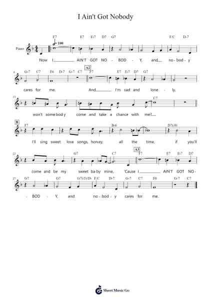 I Ain't Got Nobody (And Nobody Cares For Me) Sheet Music by Bessie Smith-Arr.Hillian