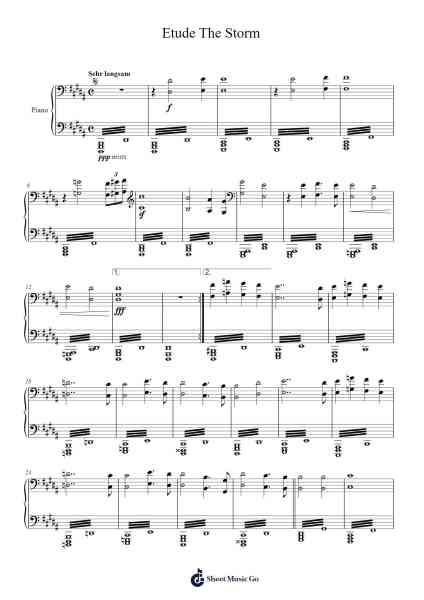 Etude "The Storm" Op. 109, No. 13 Sheet Music by Franz Liszt-Arr.Fredcamp Viomia