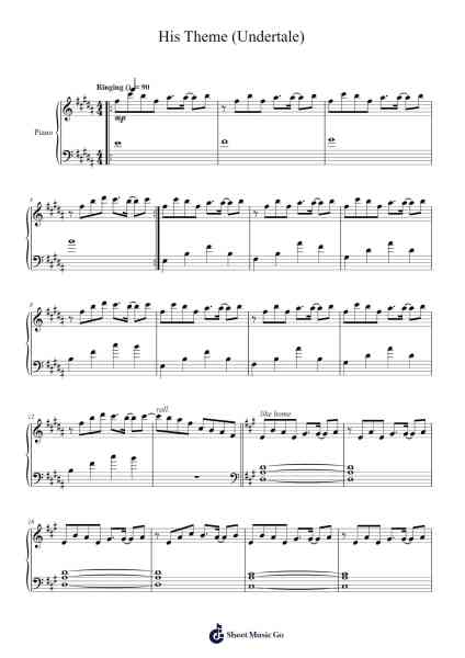 His Theme (Undertale) Sheet Music by Toby Fox-Arr.Runiel Faulktave