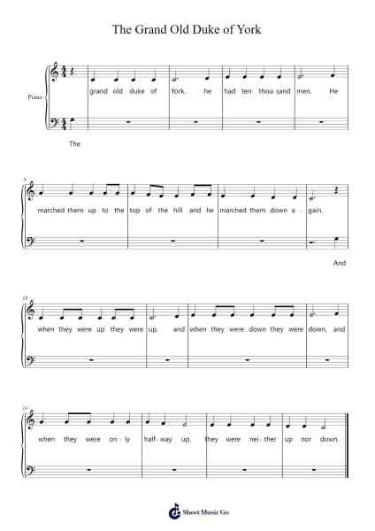 The Grand Old Duke of York Sheet Music by -Arr.Morelard