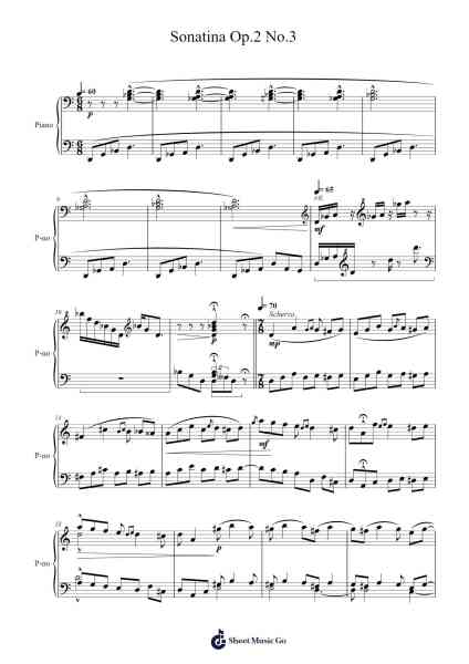 Sonatina Op.2 No.3 Sheet Music by Michał Gąsiorowski-Arr.Vicnick Hoodpy