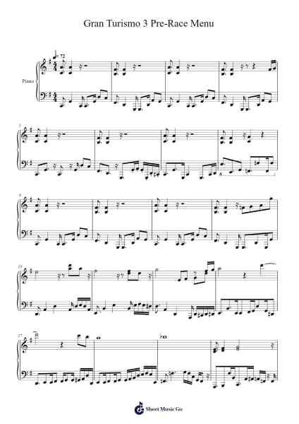 Gran Turismo 3 Pre-Race Menu Sheet Music by Isamu Ohira-Arr.Lawtate
