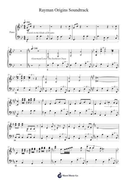 Rayman Origins Soundtrack Sheet Music by Christophe Héral/Billy Martin-Arr.Kepmill Rexbloor