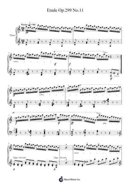 Etude Op. 299 No. 11 Sheet Music by Carl Czerny-Arr.Bosphia Wisell