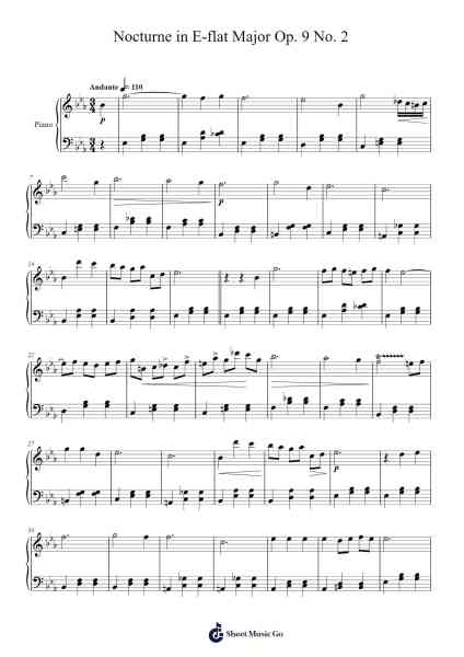Nocturne in E-flat Major Op. 9 No. 2 Sheet Music by Frédéric Chopin-Arr.Kirkwen Meldell