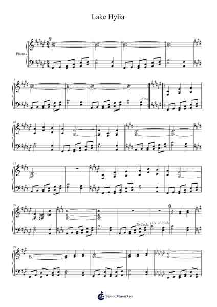 Lake Hylia - The Legend of Zelda: Twilight Princess Sheet Music by Toru Minegishi-Arr.Jefgiles Greren