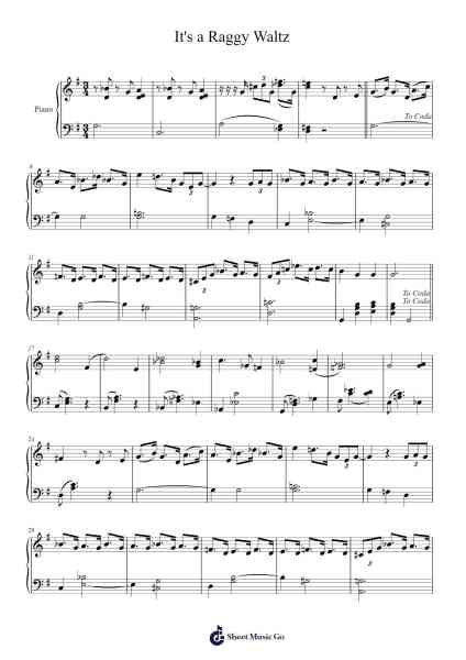 It's a Raggy Waltz Sheet Music by Dave Brubeck-Arr.Huxver Birdnee