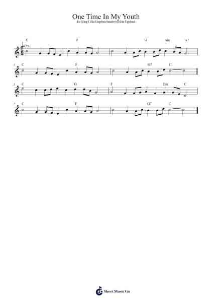 One Time In My Youth Sheet Music by Trad.-Arr.Bobtab