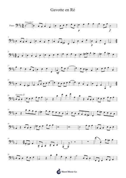 Gavotte en Ré Sheet Music by Johann Sebastian Bach-Arr.Faybaird