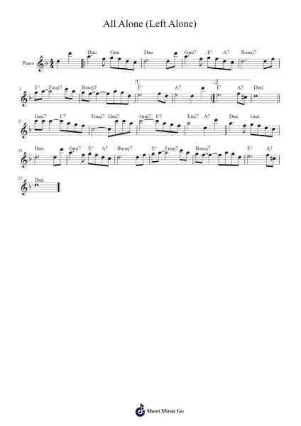 All Alone (Left Alone) Sheet Music by Mal Waldron-Arr.Sailsharte Troypril