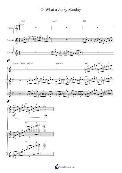 O' What a Jazzy Sunday Sheet Music by Huldice Thebby-Arr.Trollfax