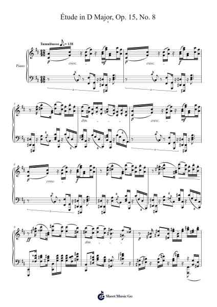 Étude in D Major, Op. 15, No. 8 Sheet Music by Matthew Wong-Arr.Louiste