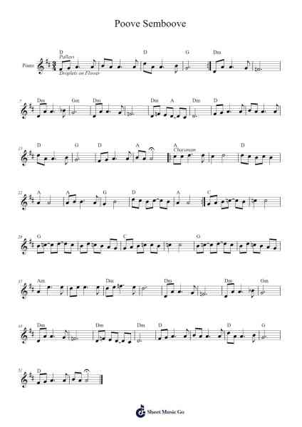 Poove Semboove Sheet Music by Ilayaraja-Arr.Elboyce