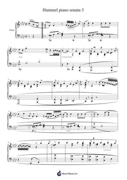 Piano Sonata No. 3 in F Minor, Op. 20 Sheet Music by Johann Nepomuk Hummel-Arr.Shacus Gisstan