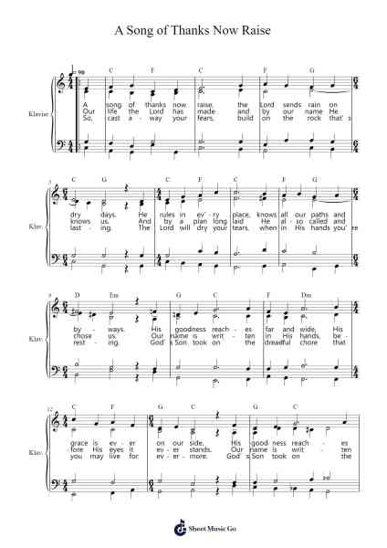 A Song of Thanks Now Raise Sheet Music by Josef Venantius von Wöß-Arr.Elroygale Whvan