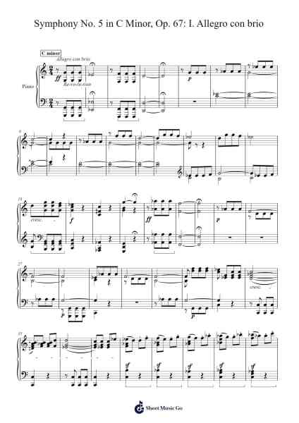Symphony No. 5 in C Minor, Op. 67: I. Allegro con brio Sheet Music by Ludwig van Beethoven-Arr.Tateearl Grantbroad