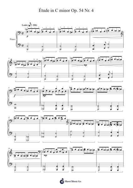 Étude in C Minor, Op. 54, No. 4 Sheet Music by Genewat Duttret-Arr.Jersoon