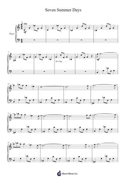Seven Summer Days Sheet Music by April Rain-Arr.Blabott