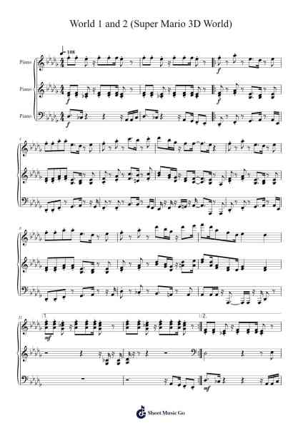 World 1 and 2 (Super Mario 3D World) Sheet Music by Koji Kondo-Arr.Trund Milsoll
