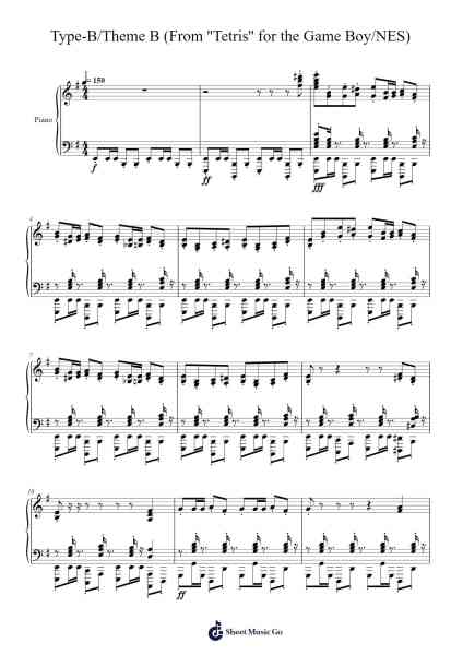 Type-B/Theme B (From ''Tetris'' for the Game Boy/NES) Sheet Music by Hirokazu Tanaka-Arr.Chrismay Penniah
