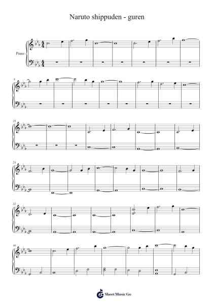 Naruto shippuden - guren Sheet Music by Yasuharu Takanashi-Arr.Leethey Yvetteroll