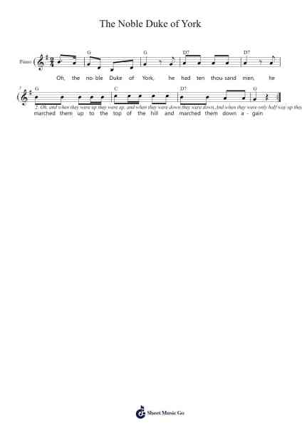 The Noble Duke of York Sheet Music by Traditional-Arr.Comnions Irlay