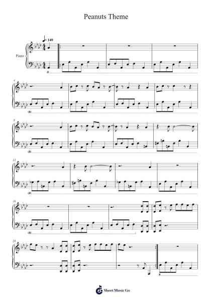 Peanuts Theme Sheet Music by Jonathan pelham-Arr.Triswolf Roochel