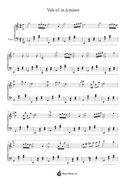 Vals n1 in A minor Sheet Music by Carlos Bru Tarin-Arr.Chadving